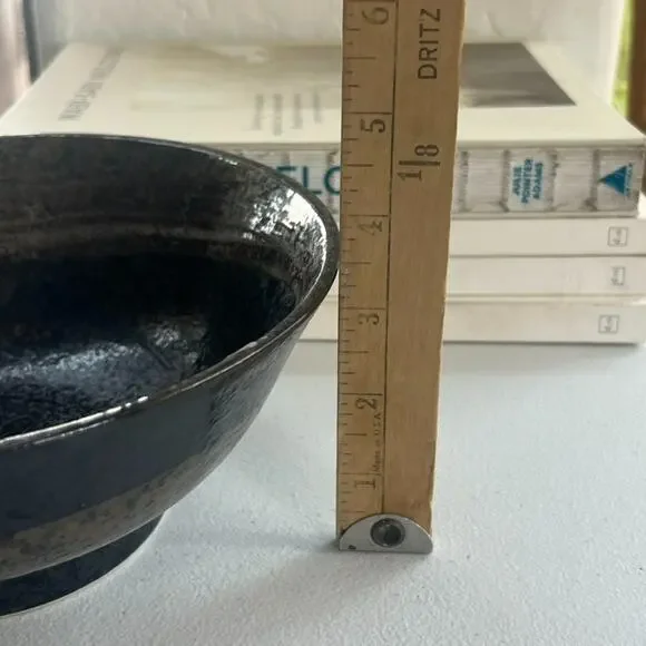 Signed Studio Art Pottery Bowl Glazed Pottery 4x8" Brown Black Speckled Trinket - Picture 12 of 13